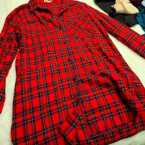 Never worn long plaid shirt